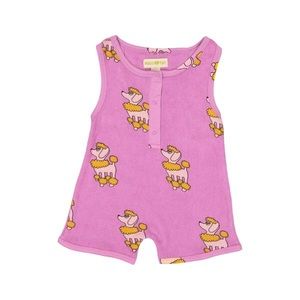 Hugo Loves Tiki purple poodle terry romper size 4T